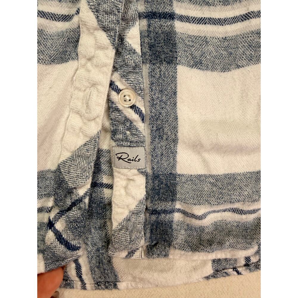 Rails Hunter Plaid Button Down Shirt Women’s L Blue White Flannel Feel - Picture 4 of 7